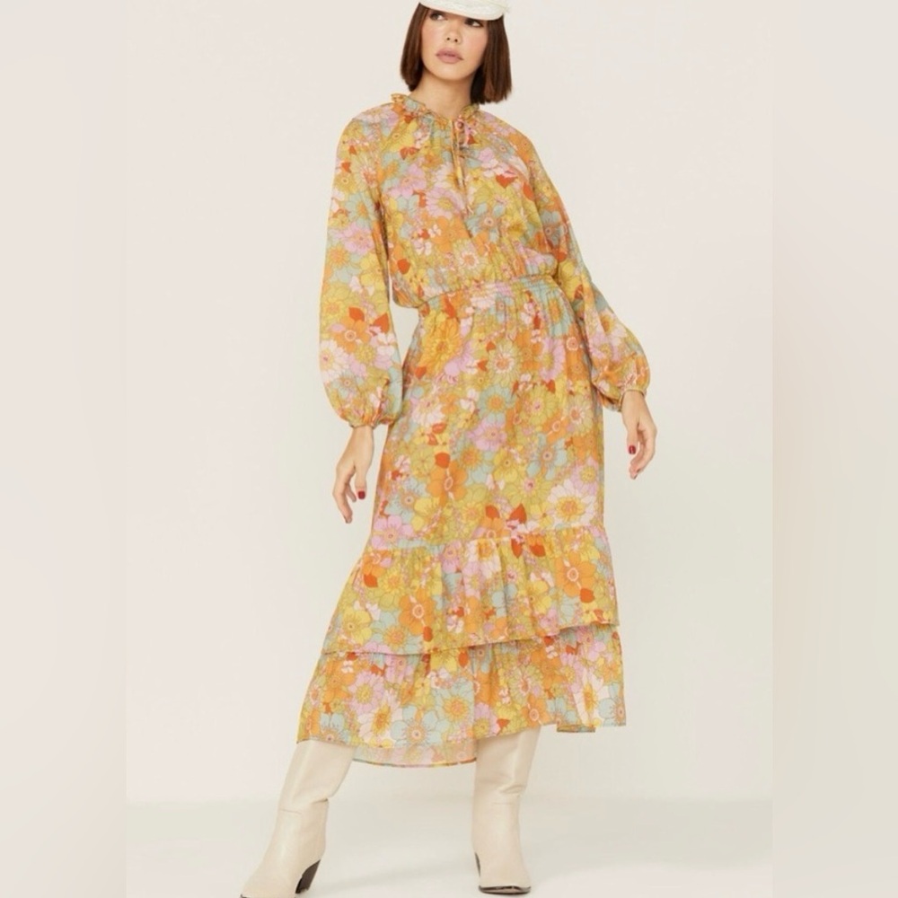Show Me Your MuMuCait Midi Dress in Groovy Blooms NWT